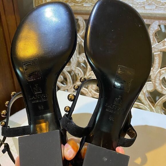 Lanvin black suede saddles golden heel 38 - Picture 5 of 9